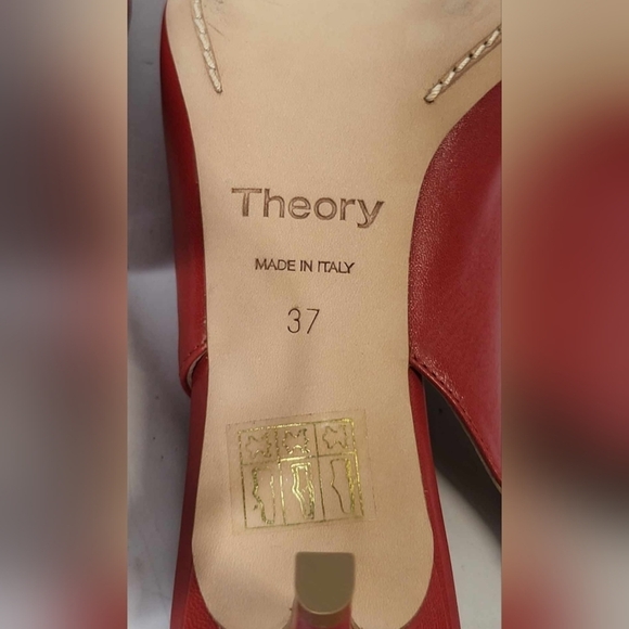 THEORY Red City Slingback 100% Lamb Leather New SZ 37 - Picture 10 of 12